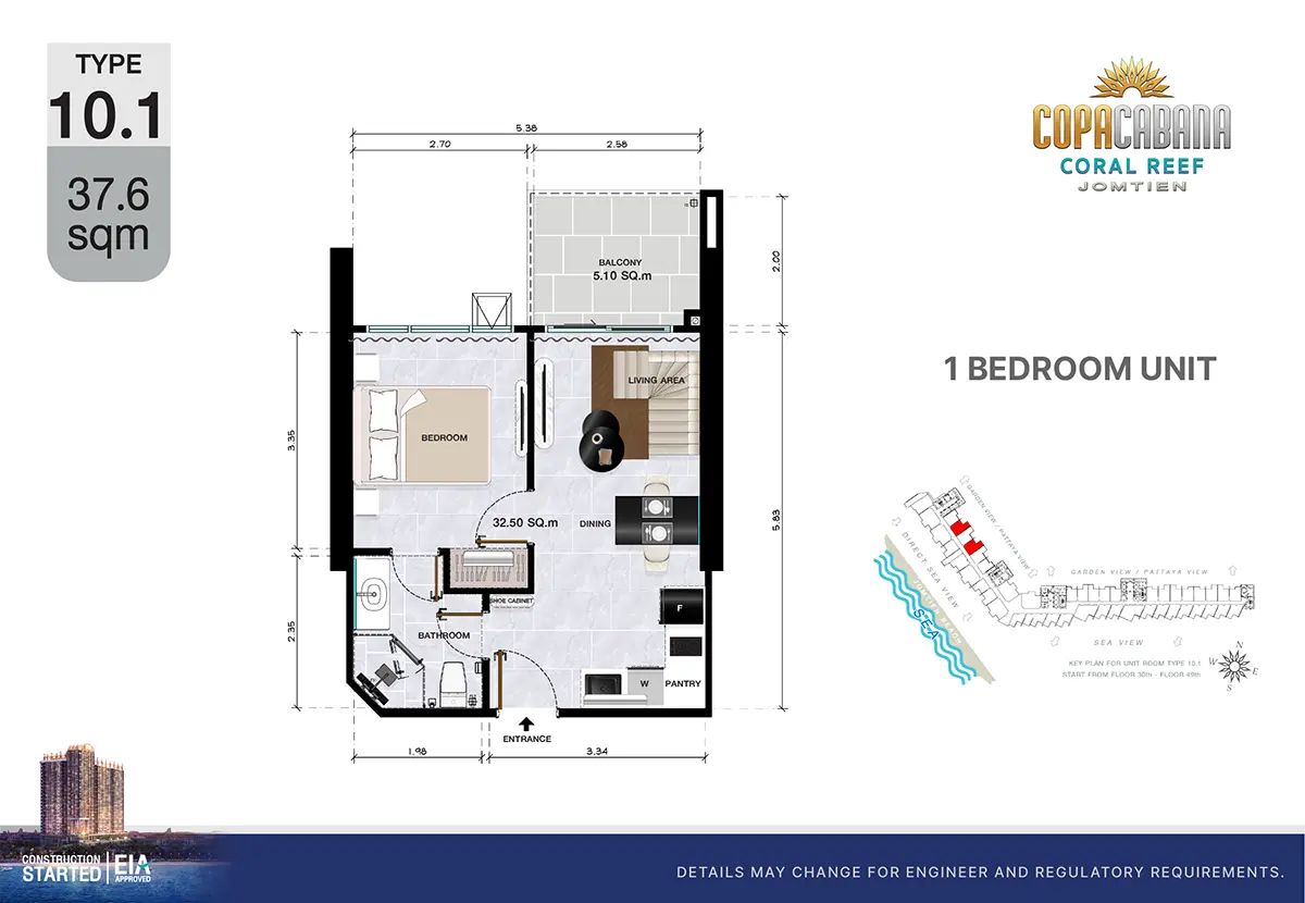 1-спальная квартира 37,6 м² в Copacabana Coral Reef — фото 11