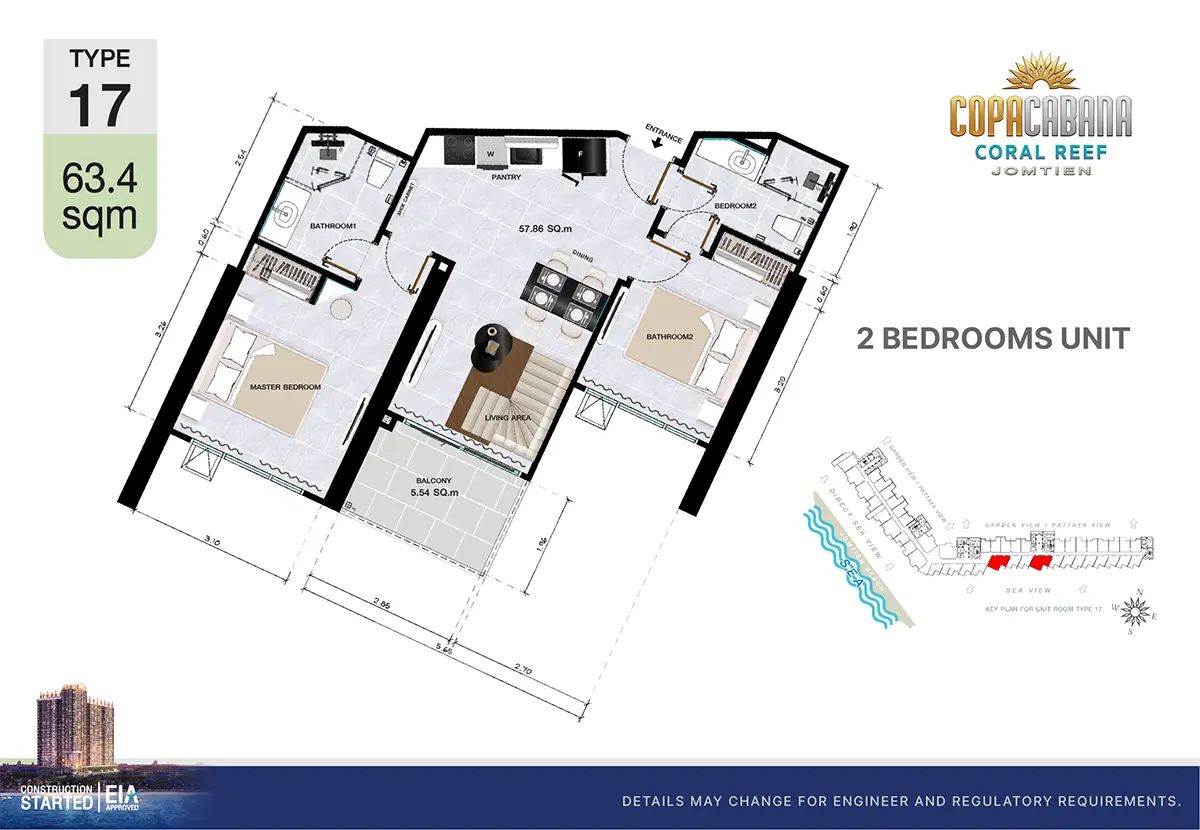 2-спальная квартира 63,4 м² в Copacabana Coral Reef — фото 10